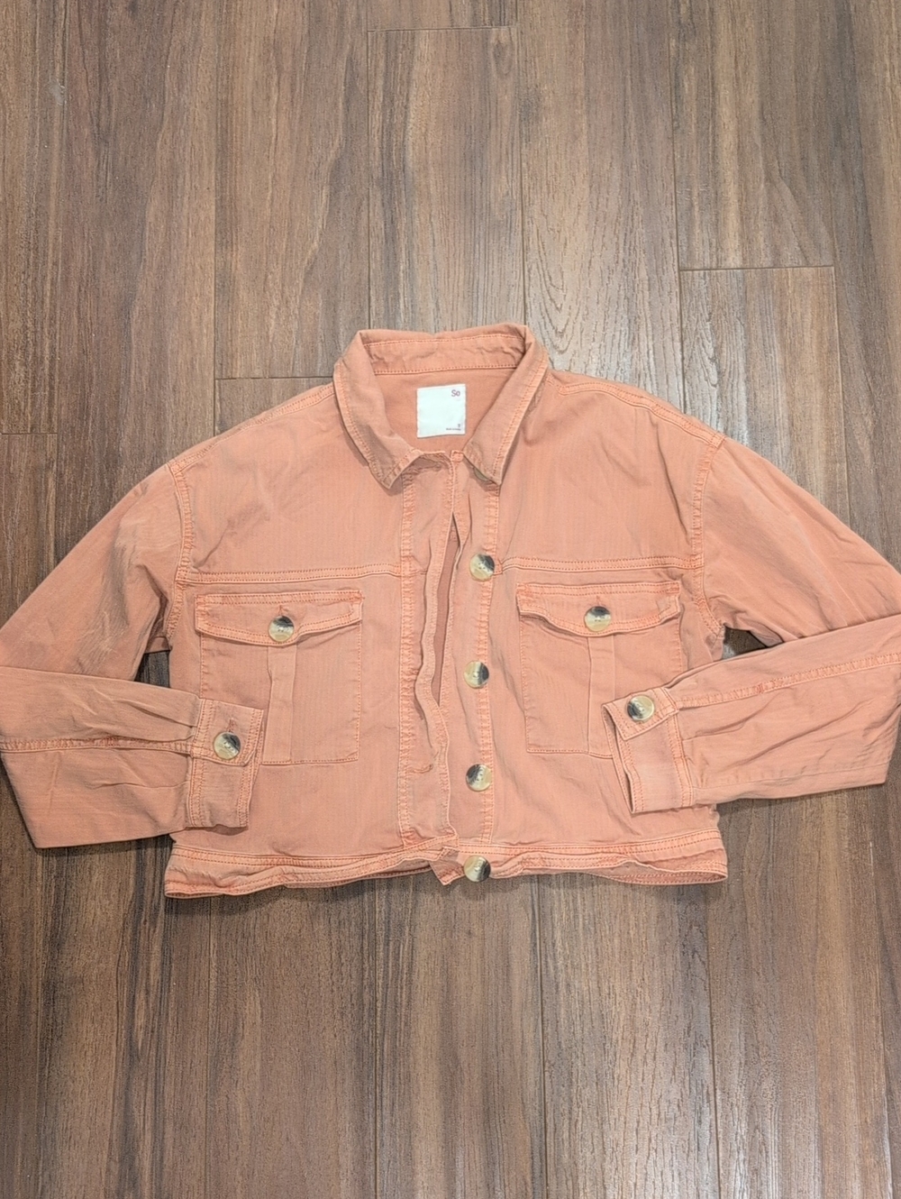 SO Cropped Peach-Pink/Orange Cotton Utility Jacket Light Weigth